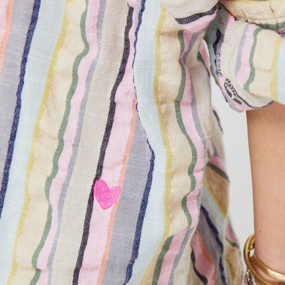 Kerri Rosenthal Sherri Stripe Shirt Blouse Top Buttondown Printed XS New 265029 - Picture 10 of 11